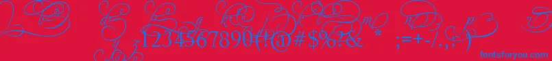 AdiosScriptAltIvAndOrns Font – Blue Fonts on Red Background
