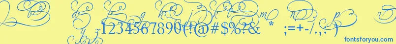 AdiosScriptAltIvAndOrns Font – Blue Fonts on Yellow Background