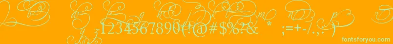 AdiosScriptAltIvAndOrns Font – Green Fonts on Orange Background