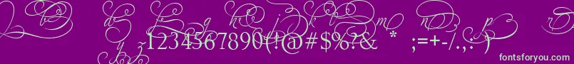 AdiosScriptAltIvAndOrns Font – Green Fonts on Purple Background