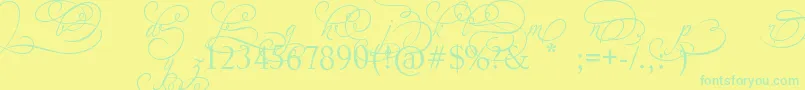 AdiosScriptAltIvAndOrns Font – Green Fonts on Yellow Background