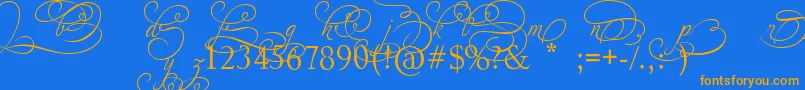 AdiosScriptAltIvAndOrns Font – Orange Fonts on Blue Background