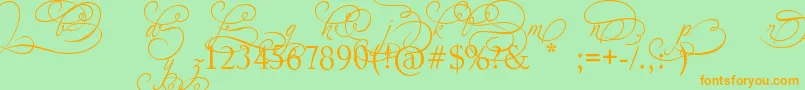 AdiosScriptAltIvAndOrns Font – Orange Fonts on Green Background