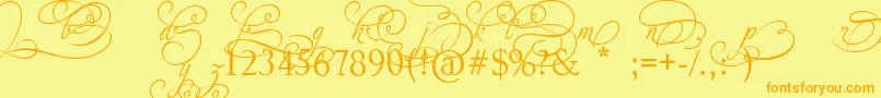 AdiosScriptAltIvAndOrns Font – Orange Fonts on Yellow Background