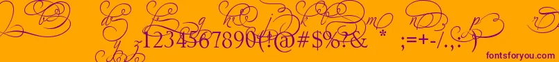 AdiosScriptAltIvAndOrns Font – Purple Fonts on Orange Background