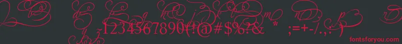 Fonte AdiosScriptAltIvAndOrns – fontes vermelhas em um fundo preto