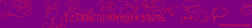 AdiosScriptAltIvAndOrns-Schriftart – Rote Schriften auf violettem Hintergrund