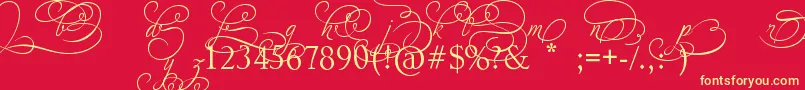 AdiosScriptAltIvAndOrns Font – Yellow Fonts on Red Background
