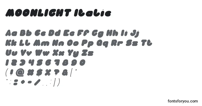 Fuente MOONLIGHT Italic - alfabeto, números, caracteres especiales