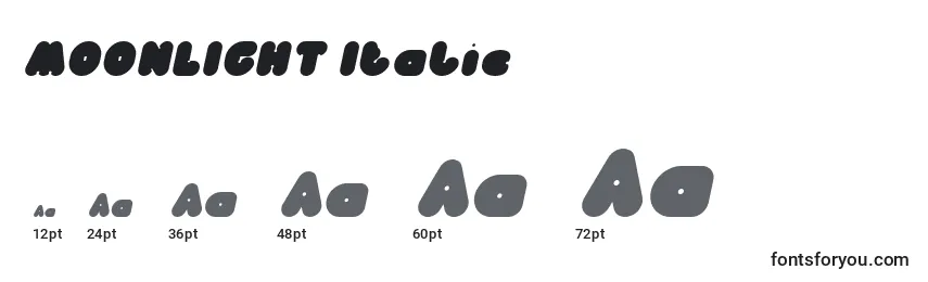 Размеры шрифта MOONLIGHT Italic