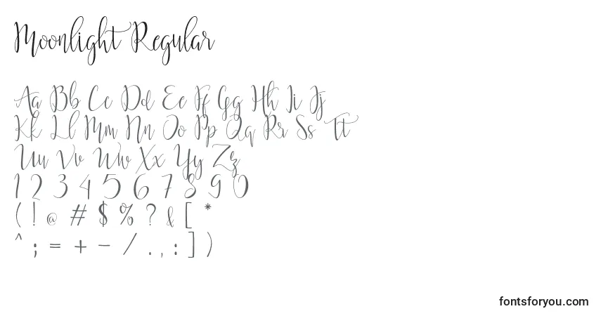Шрифт Moonlight Regular – алфавит, цифры, специальные символы