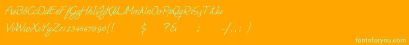 Moonlight Script-Schriftart – Grüne Schriften auf orangefarbenem Hintergrund