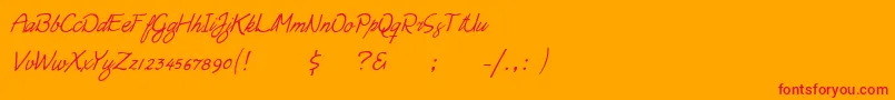 Moonlight Script-Schriftart – Rote Schriften auf orangefarbenem Hintergrund