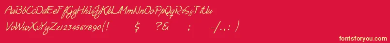Moonlight Script-Schriftart – Gelbe Schriften auf rotem Hintergrund