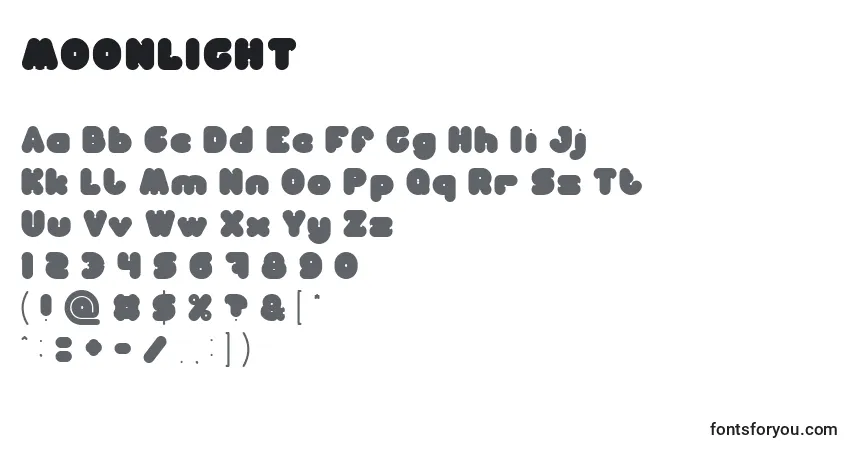 Schriftart MOONLIGHT (134873) – Alphabet, Zahlen, spezielle Symbole