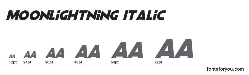 Размеры шрифта Moonlightning Italic