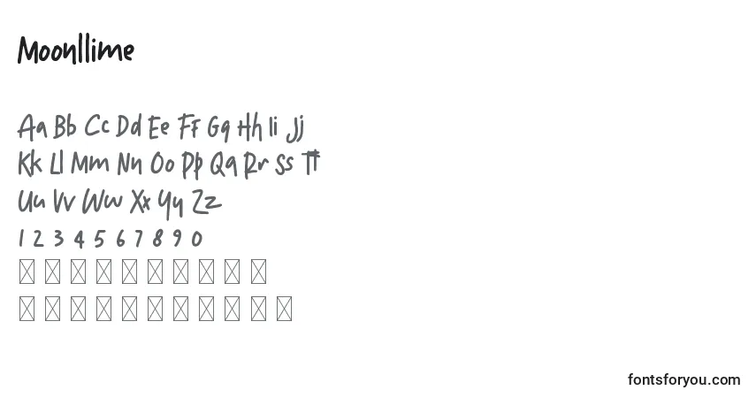 Шрифт Moonllime – алфавит, цифры, специальные символы
