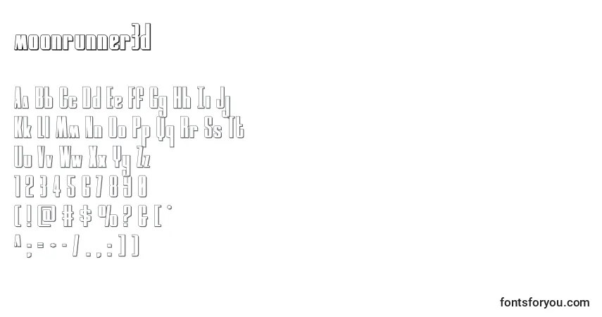 Schriftart Moonrunner3d (134886) – Alphabet, Zahlen, spezielle Symbole