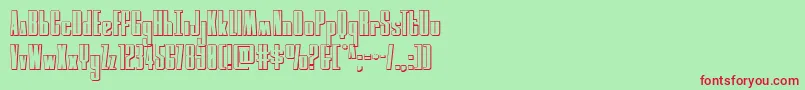 moonrunner3d-Schriftart – Rote Schriften auf grünem Hintergrund