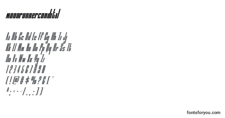 Moonrunnercondital (134893)-fontti – aakkoset, numerot, erikoismerkit