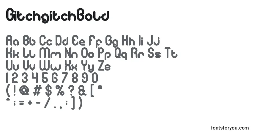 A fonte GitchgitchBold – alfabeto, números, caracteres especiais