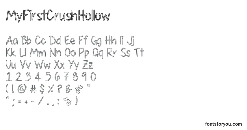Шрифт MyFirstCrushHollow – алфавит, цифры, специальные символы