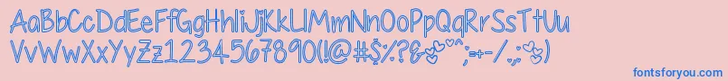 フォントMyFirstCrushHollow – ピンクの背景に青い文字