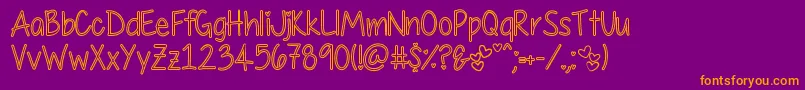 MyFirstCrushHollow Font – Orange Fonts on Purple Background