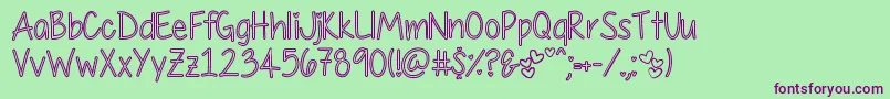 MyFirstCrushHollow Font – Purple Fonts on Green Background