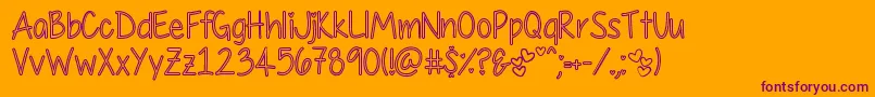 フォントMyFirstCrushHollow – オレンジの背景に紫のフォント