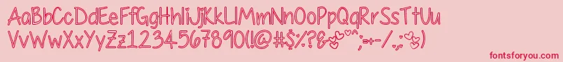 MyFirstCrushHollow-Schriftart – Rote Schriften auf rosa Hintergrund
