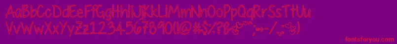 MyFirstCrushHollow Font – Red Fonts on Purple Background