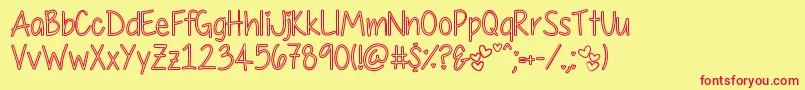 MyFirstCrushHollow Font – Red Fonts on Yellow Background