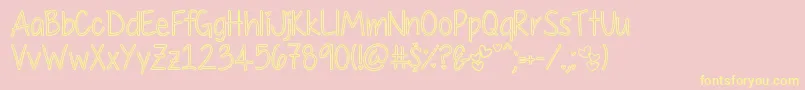 MyFirstCrushHollow Font – Yellow Fonts on Pink Background