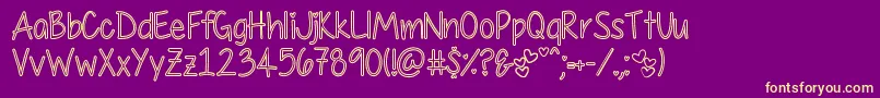 MyFirstCrushHollow Font – Yellow Fonts on Purple Background