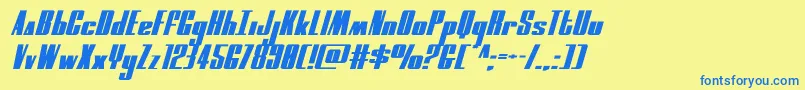 moonrunnerextraexpandital Font – Blue Fonts on Yellow Background