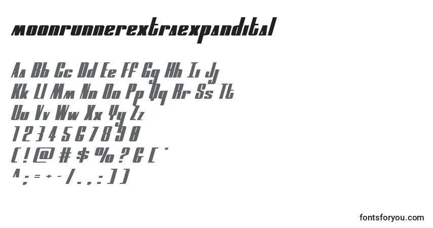 Moonrunnerextraexpandital (134901) Font – alphabet, numbers, special characters