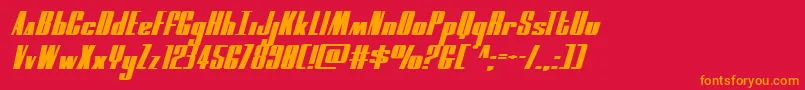 フォントmoonrunnerextraexpandital – 赤い背景にオレンジの文字