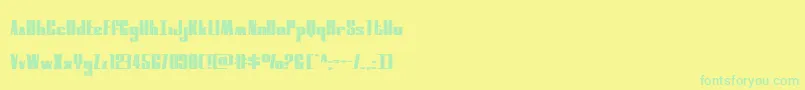 フォントmoonrunnerextrasquat – 黄色い背景に緑の文字
