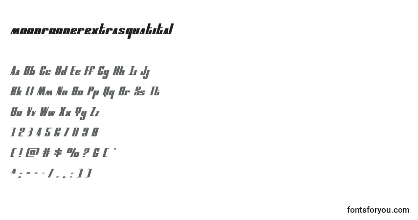 Schriftart Moonrunnerextrasquatital (134904) – Alphabet, Zahlen, spezielle Symbole