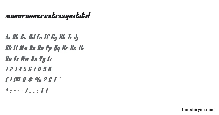Шрифт Moonrunnerextrasquatital (134905) – алфавит, цифры, специальные символы