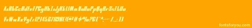 moonrunnerextrasquatital Font – Yellow Fonts on Orange Background