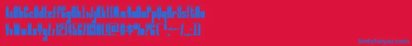 moonrunnerlaser-Schriftart – Blaue Schriften auf rotem Hintergrund
