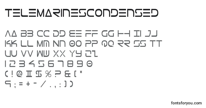Czcionka TeleMarinesCondensed – alfabet, cyfry, specjalne znaki
