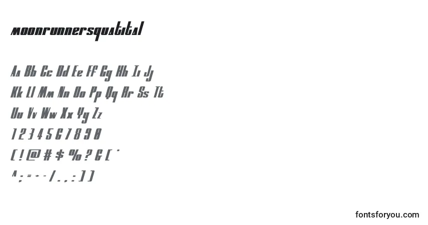 Schriftart Moonrunnersquatital (134916) – Alphabet, Zahlen, spezielle Symbole