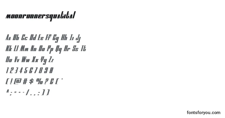 A fonte Moonrunnersquatital (134917) – alfabeto, números, caracteres especiais