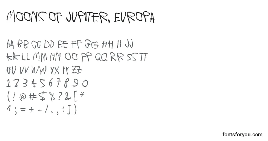 Schriftart Moons of Jupiter, Europa – Alphabet, Zahlen, spezielle Symbole