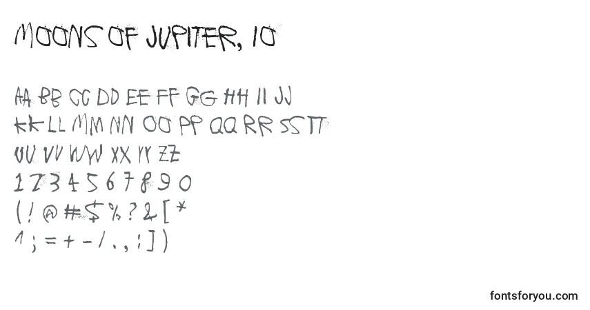 A fonte Moons of Jupiter, Io – alfabeto, números, caracteres especiais