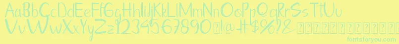 Moontea Family Font – Green Fonts on Yellow Background