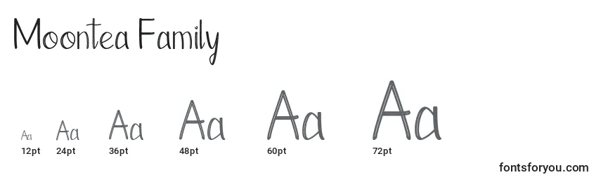 Moontea Family Font Sizes